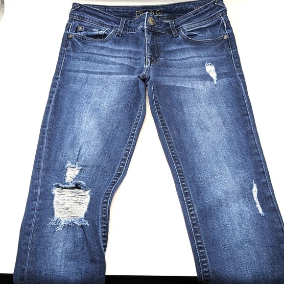 DL1961 Womens Low Rise Skinny Jeans Amanda Sz 28 x 29 Distressed Blue - Picture 2 of 16
